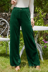 Outfit Flow - Velvet Wide Leg Pants with Pockets