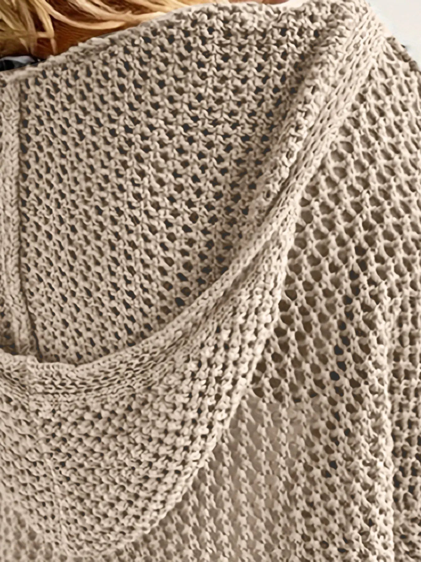 Openwork Long Sleeve Hooded Knit Cover Up OutfitFlow