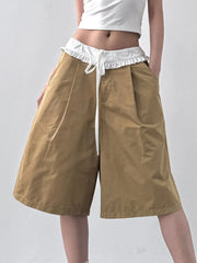 Contrast Waistband Wide-Leg Shorts OutfitFlow
