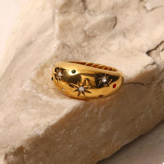 18K Gold-Plated Zircon Ring OutfitFlow