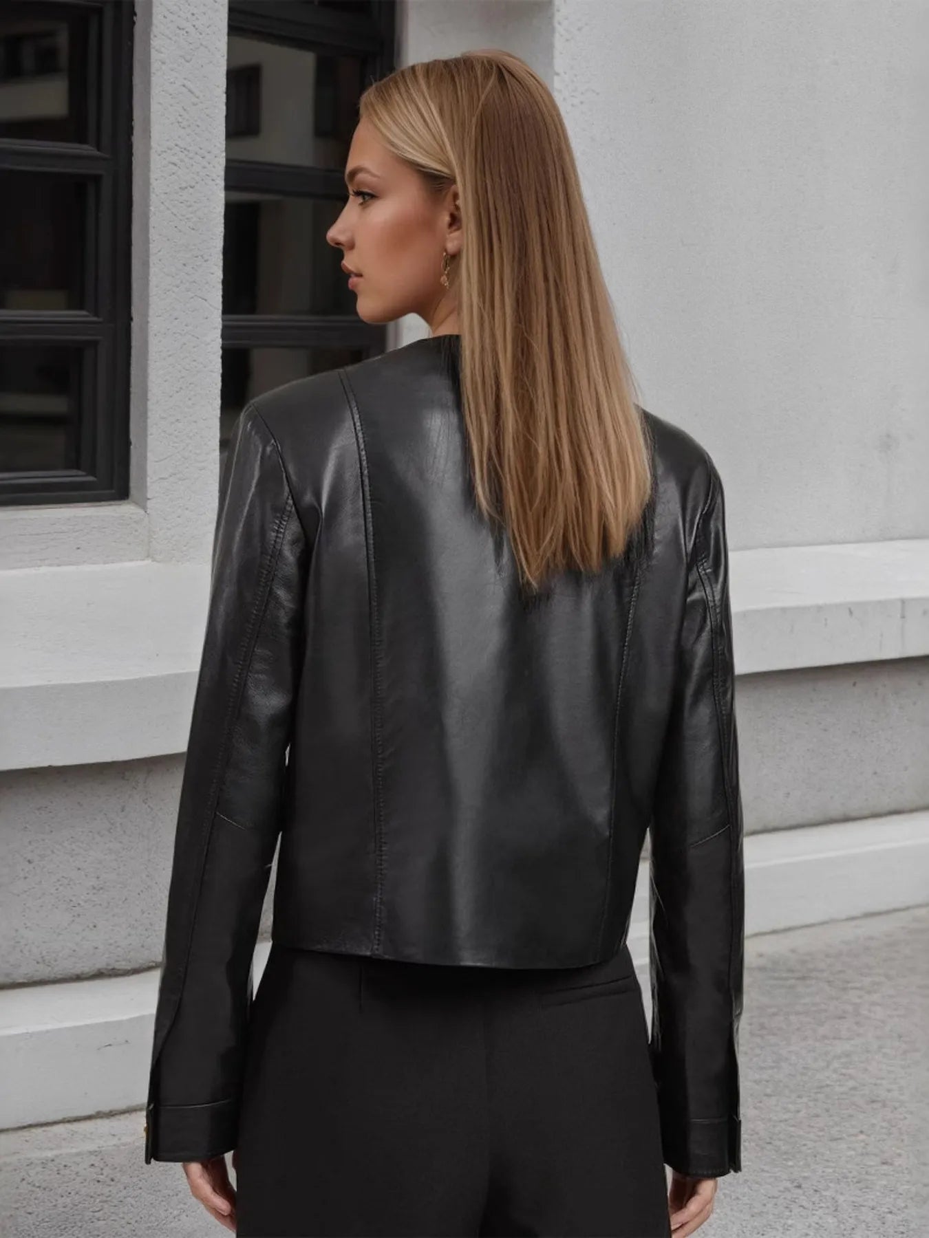 Button Up Long Sleeve Jacket OutfitFlow