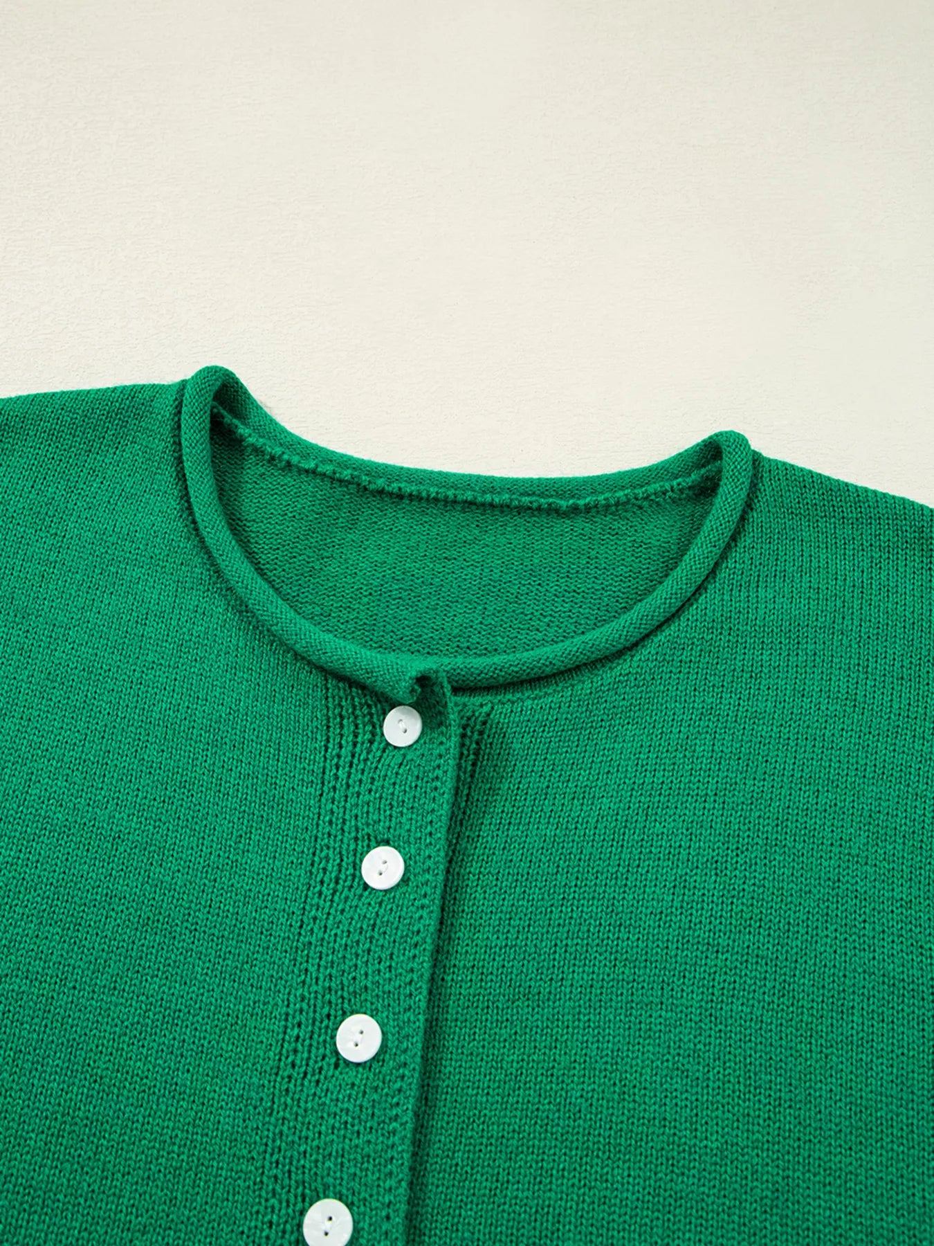 Solid Color Knit Button Drop Shoulder Sweater Cardigan OutfitFlow