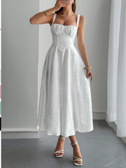 Lace-Up Sleeveless Midi Dress OutfitFlow
