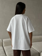 Bow Round Neck Oversized T-Shirt OutfitFlow