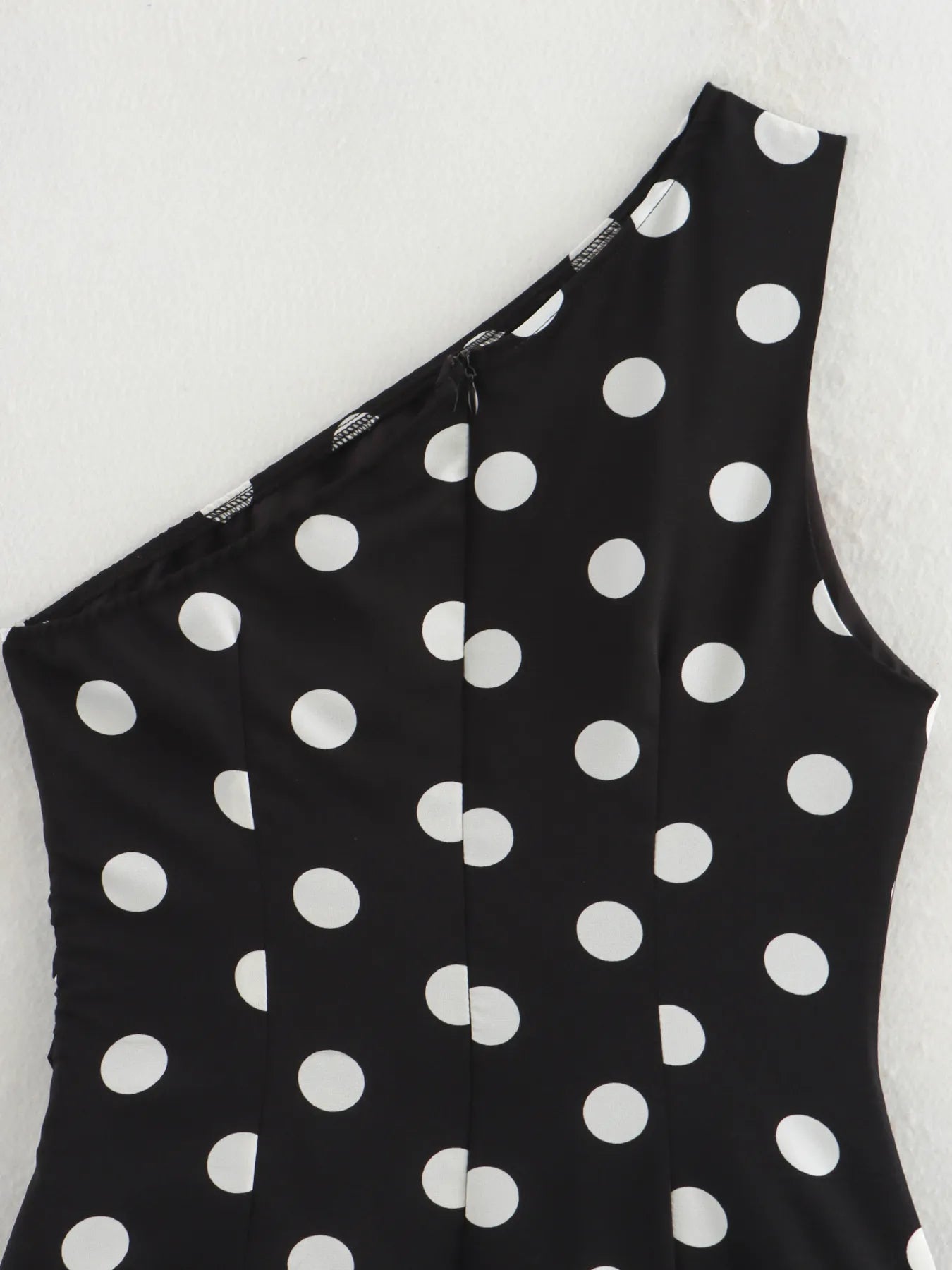 One-Shoulder Polka Dot Mini Dress OutfitFlow