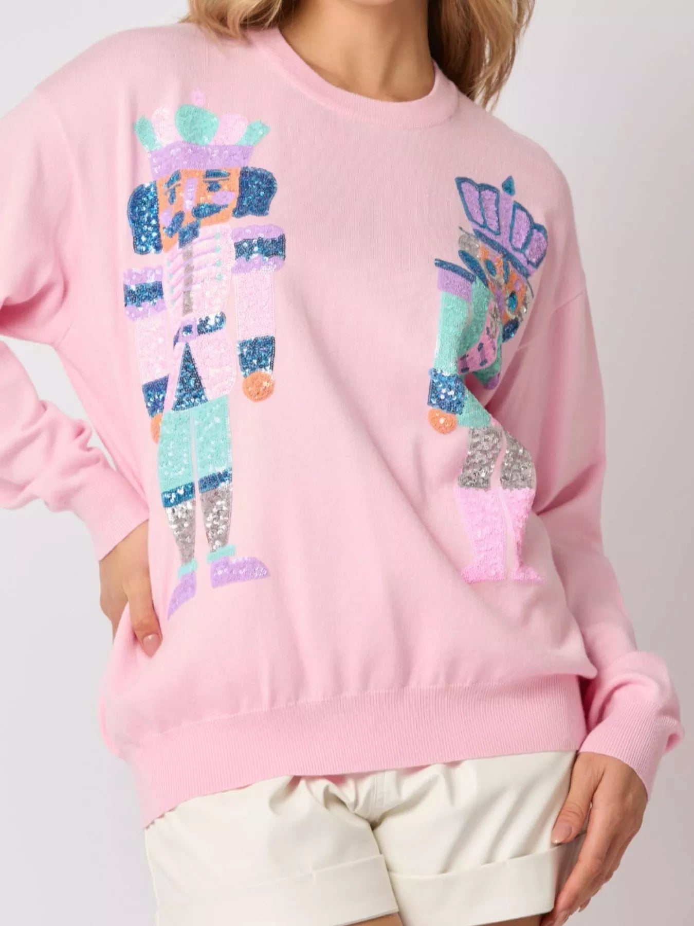 Sequined Nutcracker Long Sleeve Sweatshirt OutfitFlow