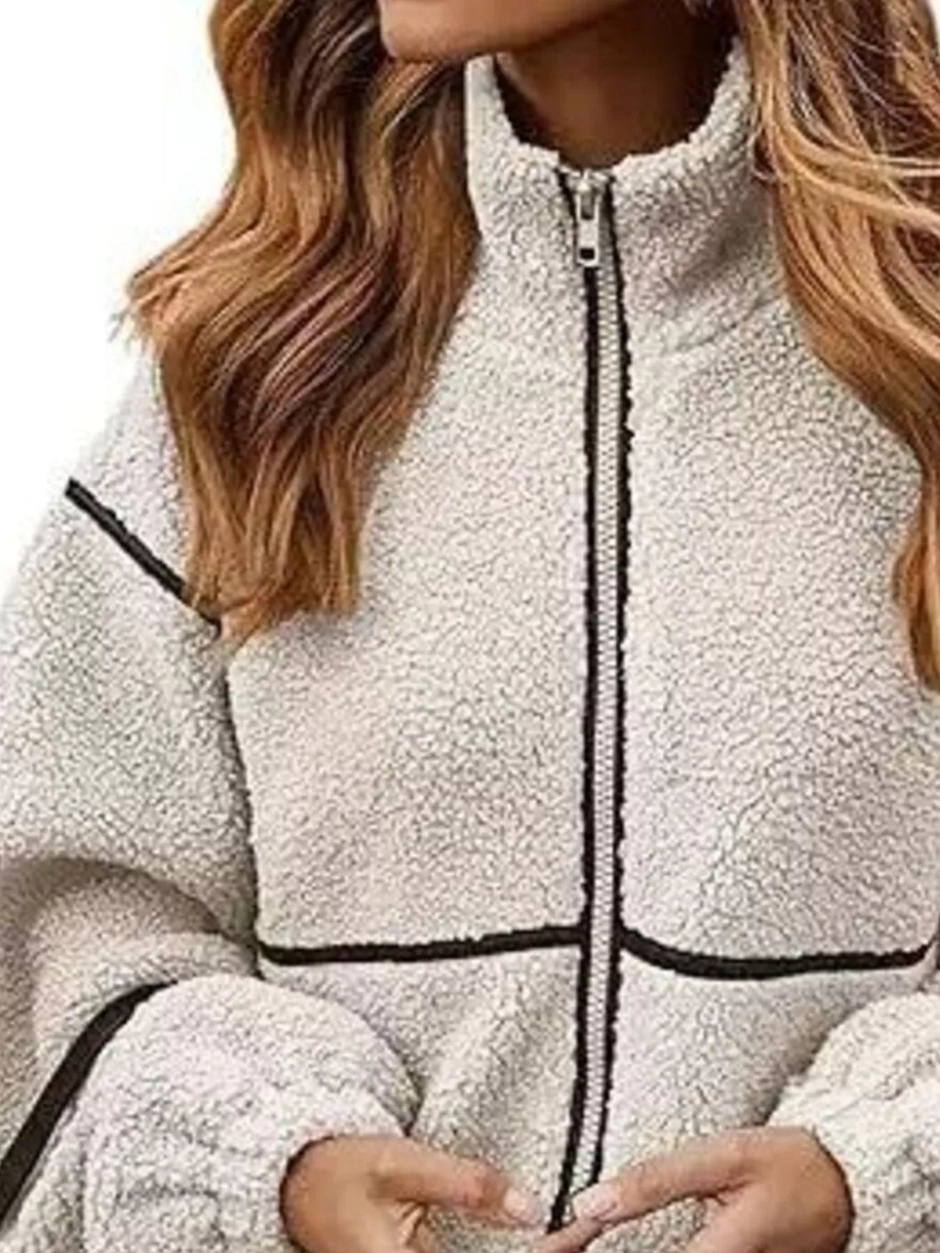Cozy Sherpa Fleece Zip-Up Jacket OutfitFlow