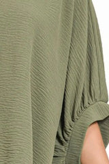 Zenana Woven Airflow V-neck Puff Half Sleeve Top OutfitFlow