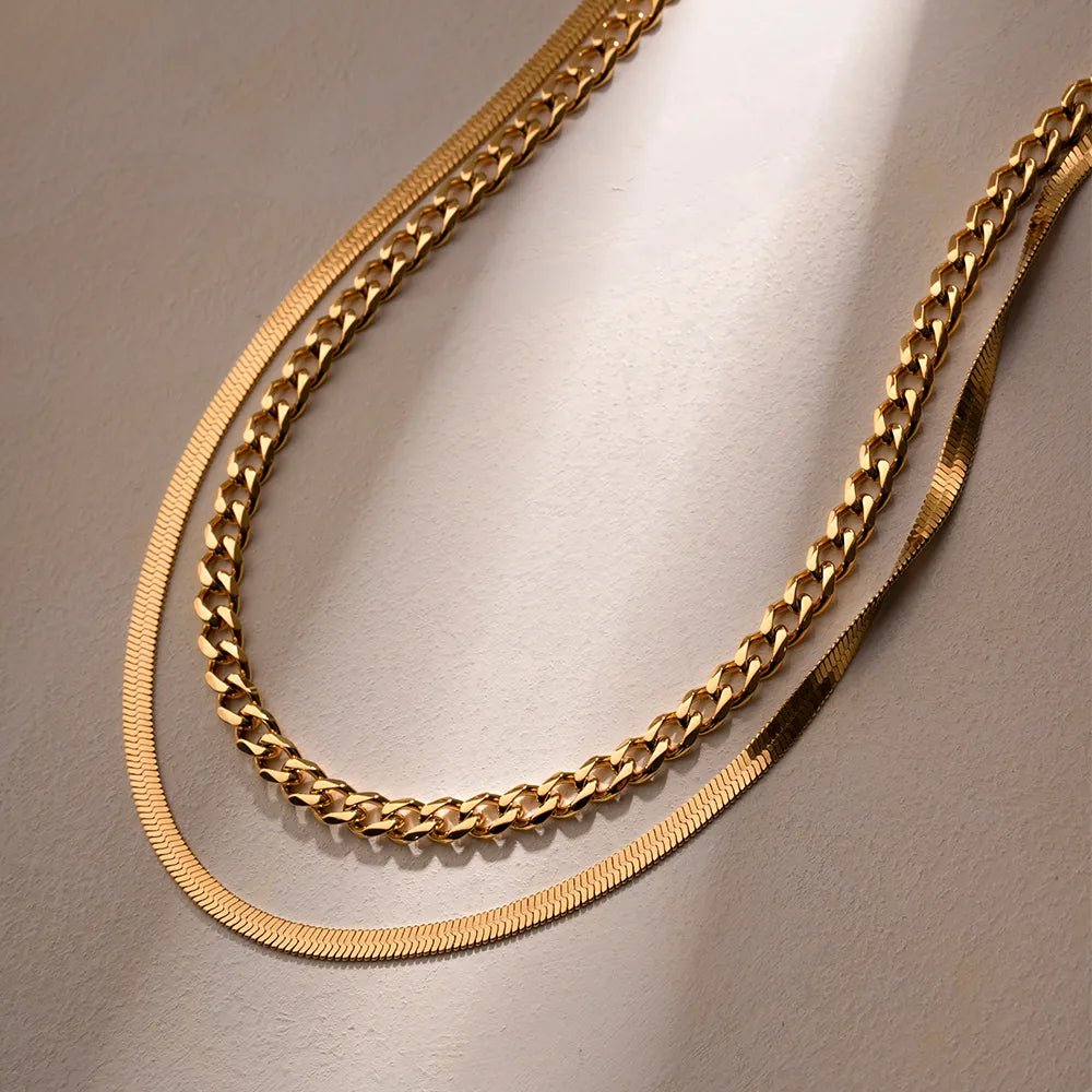 18K Gold-Plated Double Layered Necklace OutfitFlow