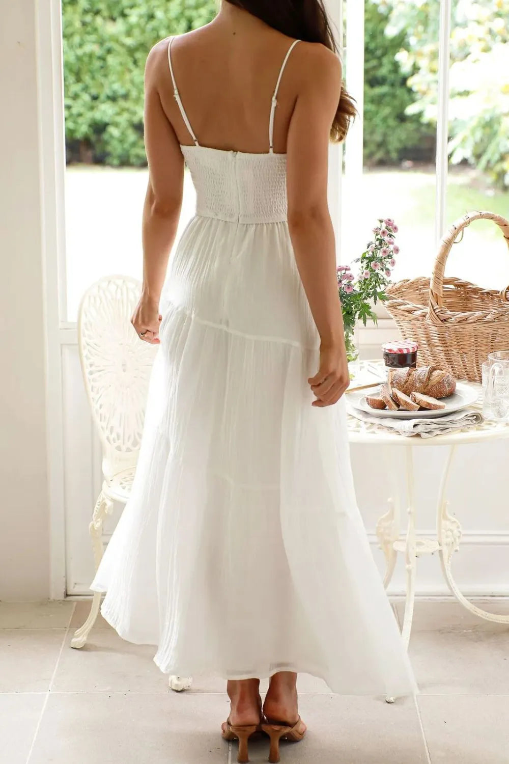 Ruched Smocked Back Cami Dress OutfitFlow