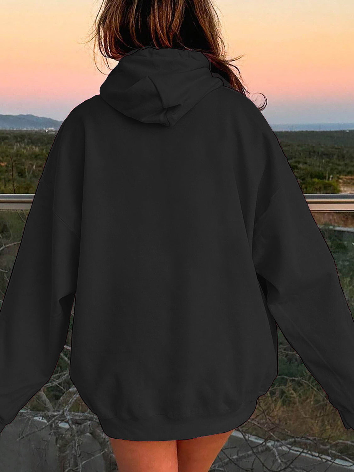 Drawstring Dropped Shoulder Hoodie OutfitFlow
