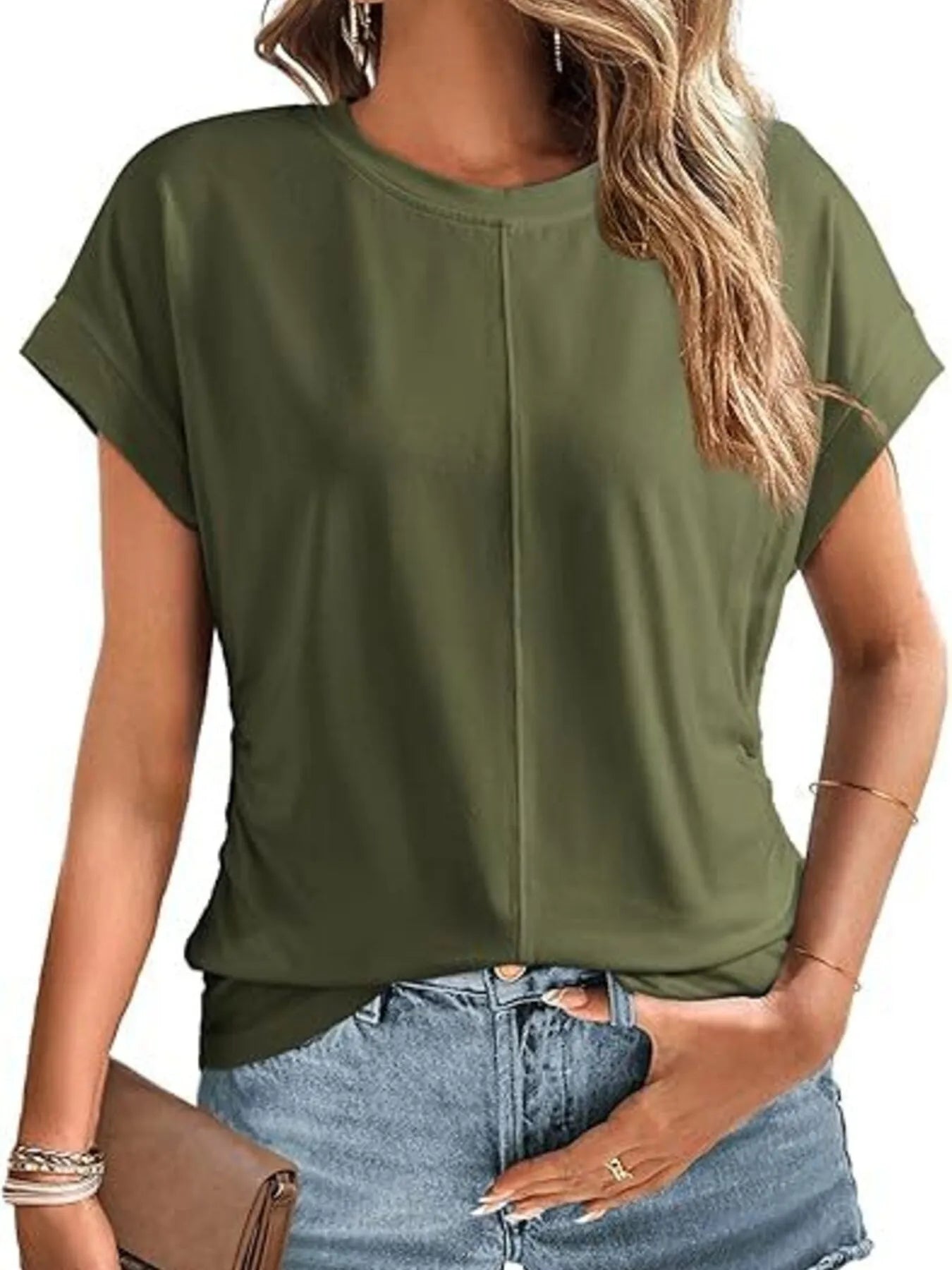Round Neck Short Sleeve T-Shirt OutfitFlow