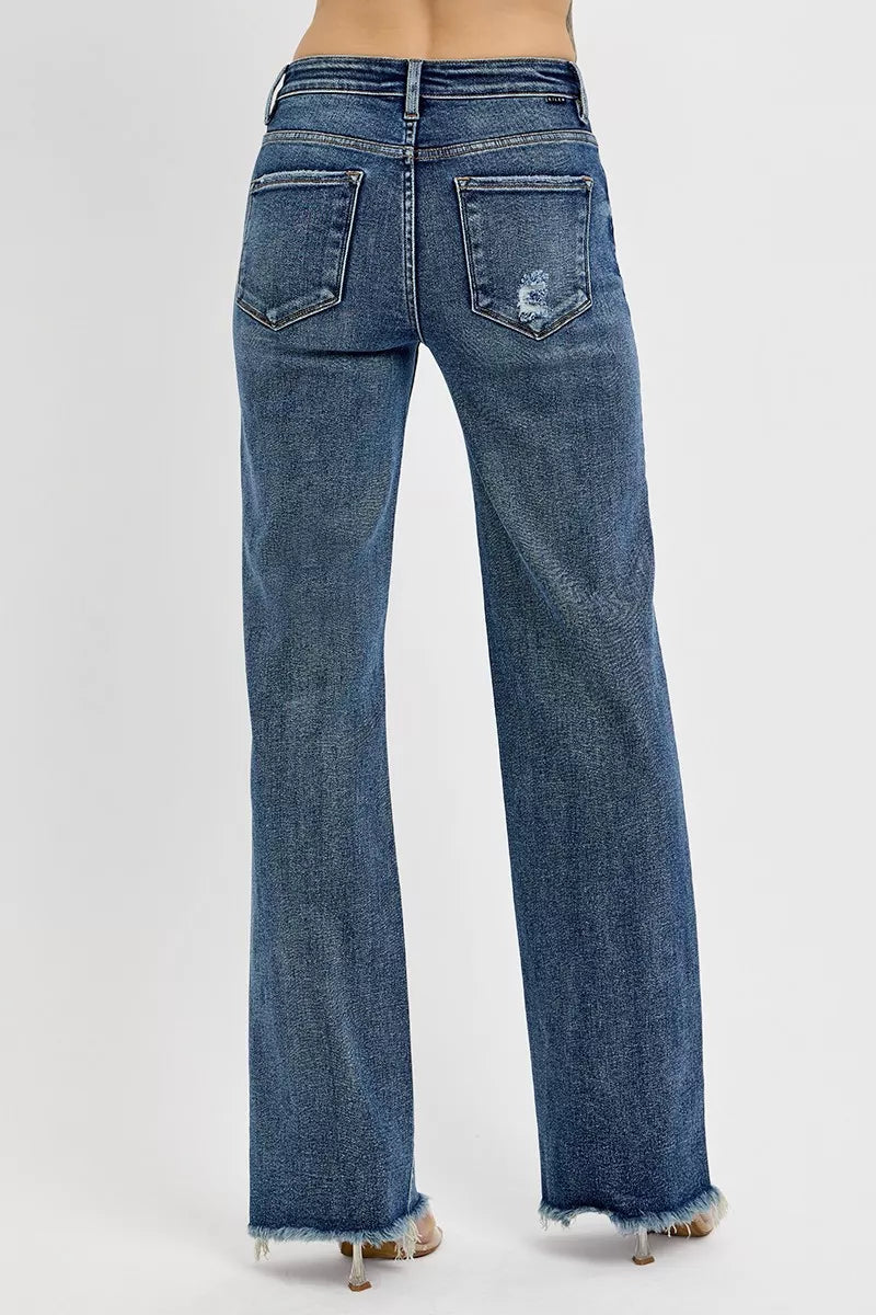 RISEN Full Size Tummy Control High Rise Long Straight Jeans Plus Size OutfitFlow
