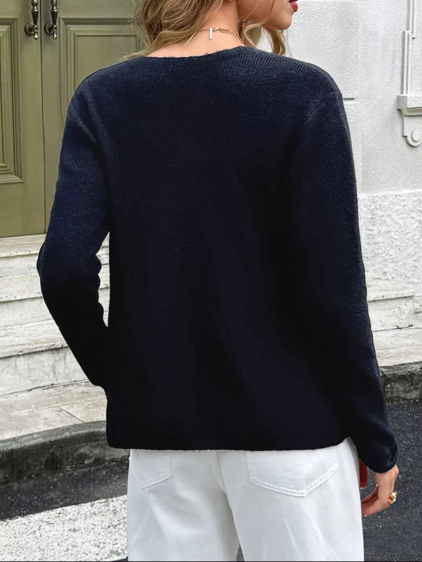 Double-Breasted Knit Cardigan OutfitFlow