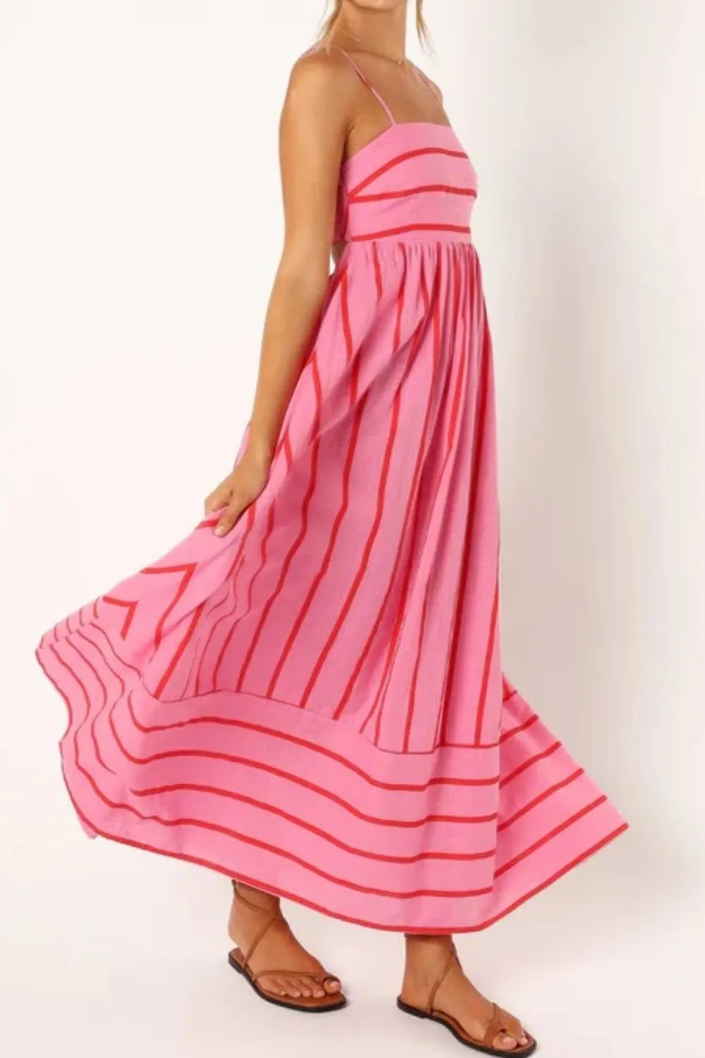 Striped Square Neck Cami Dress OutfitFlow