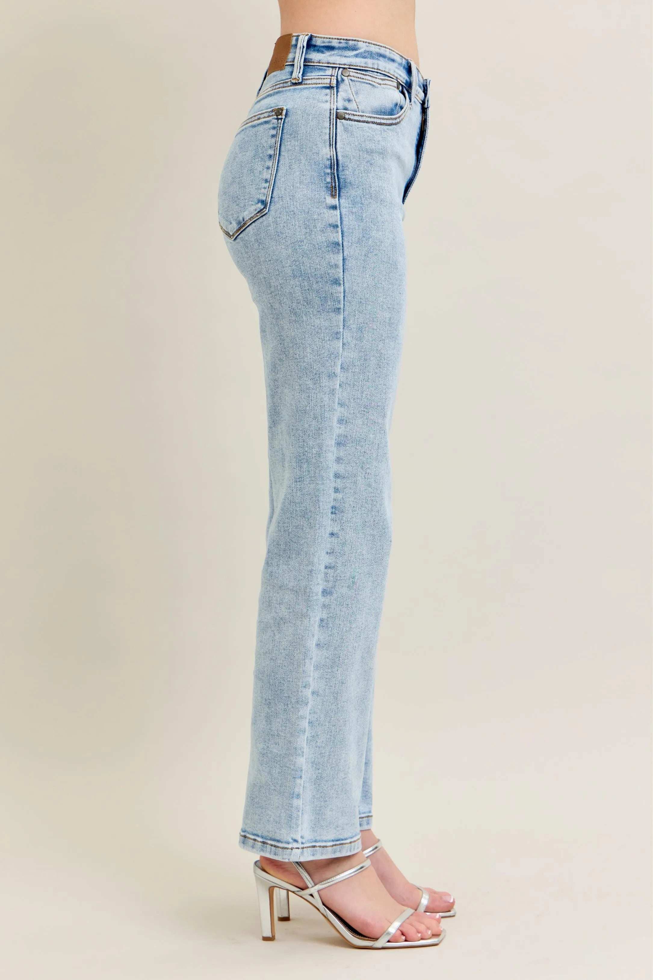 Judy Blue Full Size High Waist Stone Wash Straight Jeans Plus Size OutfitFlow
