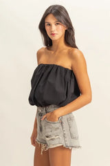 HYFVE Trendy Strapless Bubble Top OutfitFlow