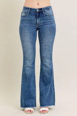Judy Blue Full Size Mr Vintage Wash Flare Jeans W/ Destroy and Fray Hem Plus Size OutfitFlow