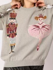 Sequined Nutcracker Long Sleeve Sweatshirt OutfitFlow