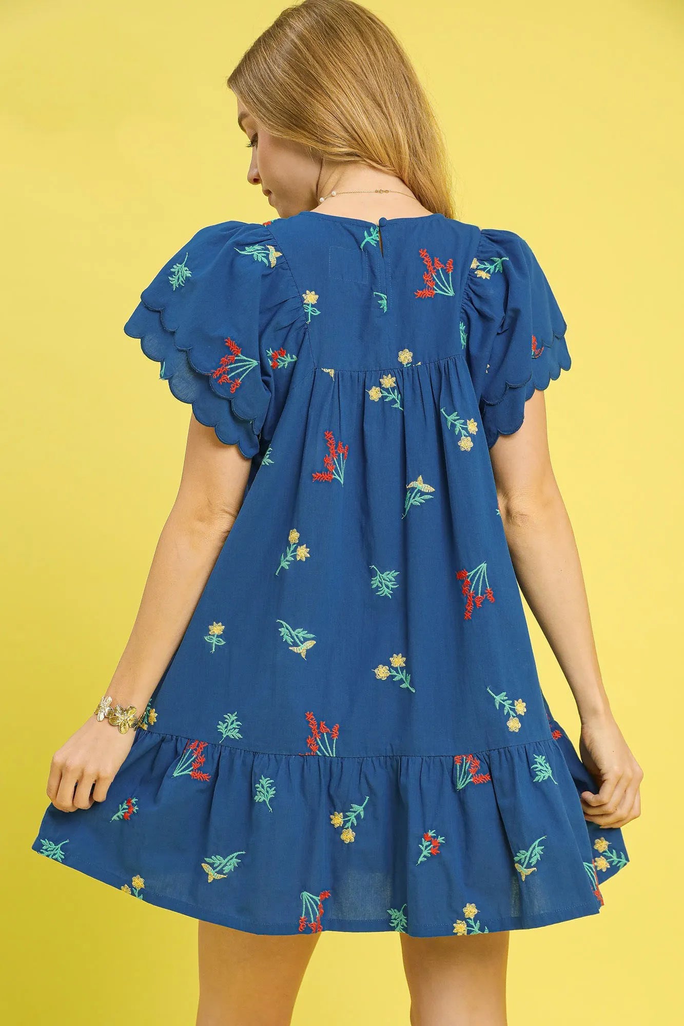 Umgee Floral Embroidered Short Sleeve Mini Dress OutfitFlow