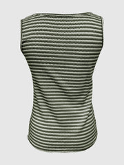 Striped Button Front Knit Tank Top OutfitFlow
