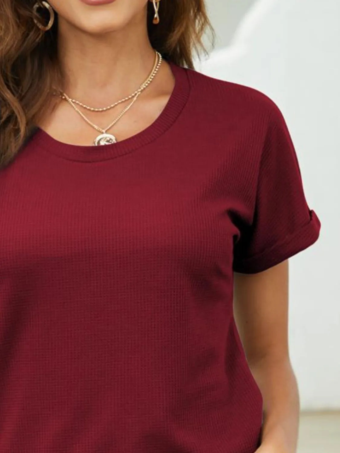 Round Neck Short Sleeve T-Shirt OutfitFlow