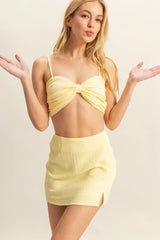 HYFVE Ruched Bra Top and Mini Skirt Set OutfitFlow