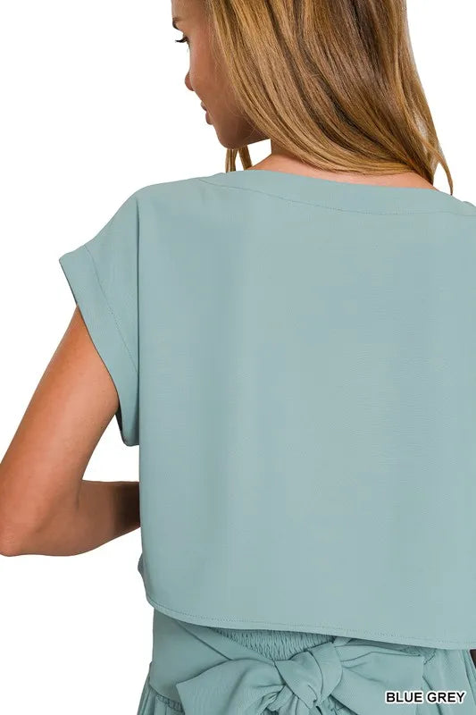 Zenana Heavy Woven Span Crop Tee & Skirt Set OutfitFlow