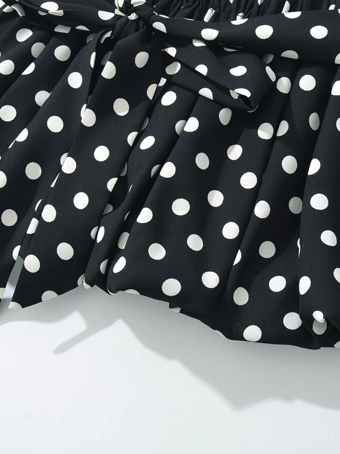Polka Dot One-Shoulder Top and Mini Skirt Set OutfitFlow