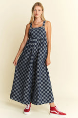 Jade By Jane Denim Checkered Jumpsuit DENIM BLUE OutfitFlow