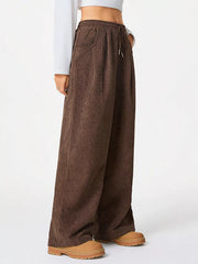 Corduroy Wide Leg Pants Brown OutfitFlow