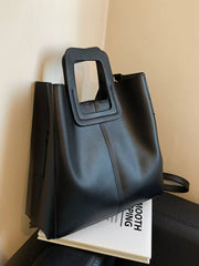 Square Handle PU Leather Crossbody Bag OutfitFlow