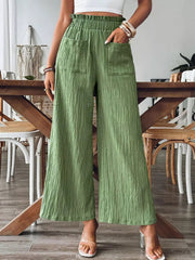 High-Waisted Wide Leg Pants Matcha Green OutfitFlow