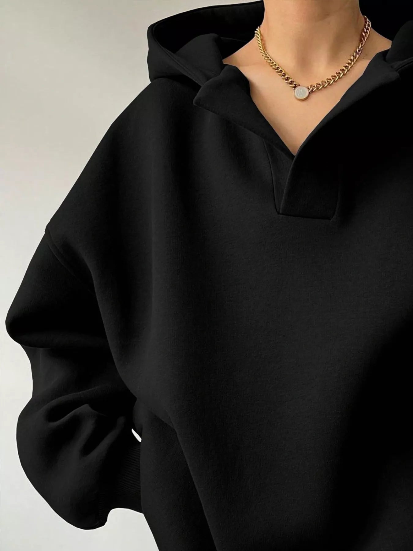 Dropped Shoulder Long Sleeve Sweatshirt OutfitFlow