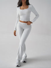 Devine Square Neck Long Sleeve Top and Pants Set