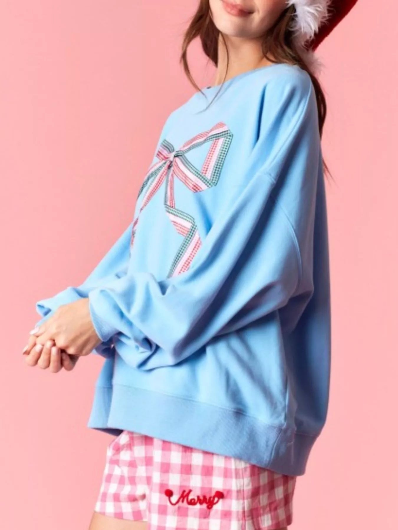 Bow Crew Neck Sweatshirt OutfitFlow