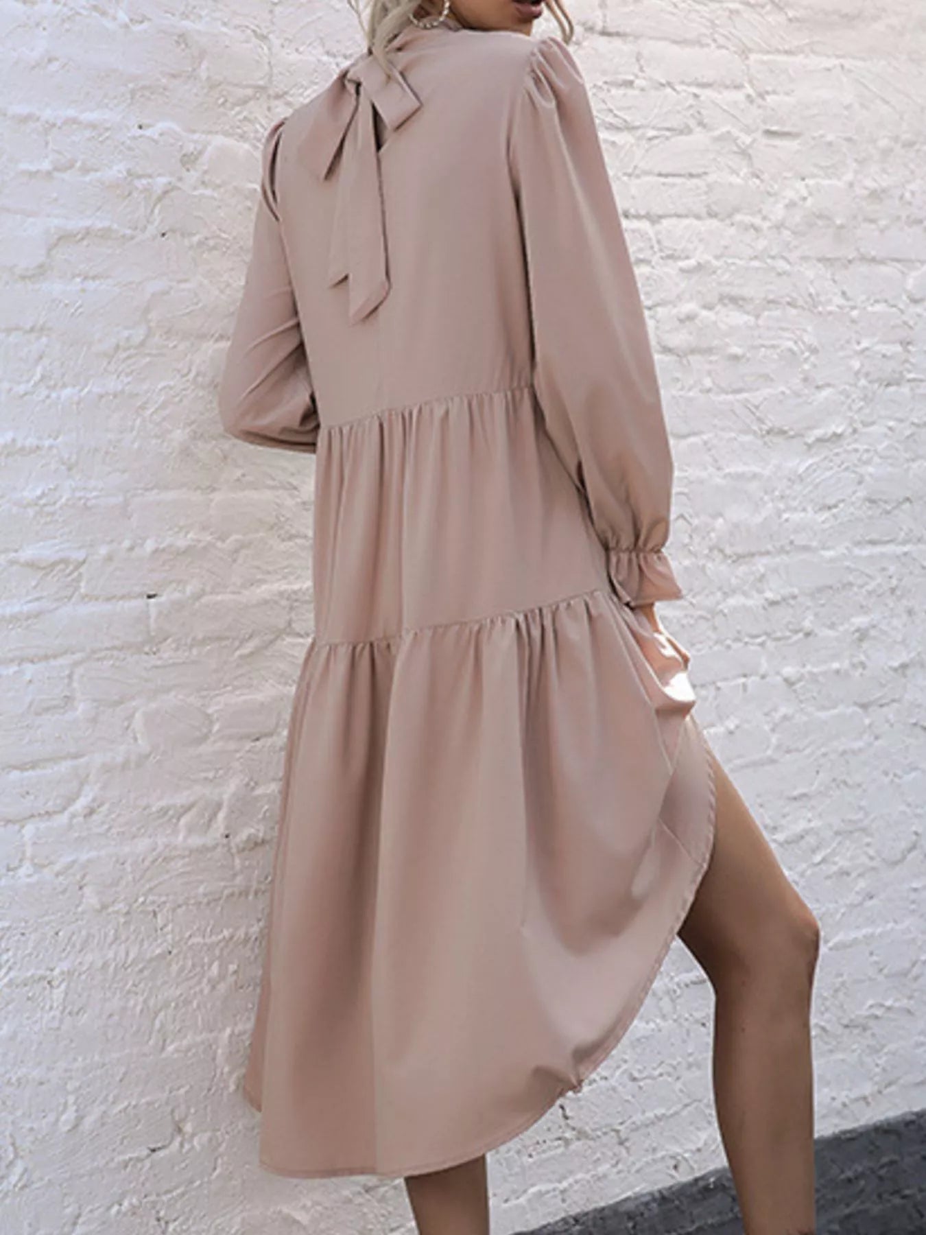 High-Low Flounce Sleeve Dress OutfitFlow