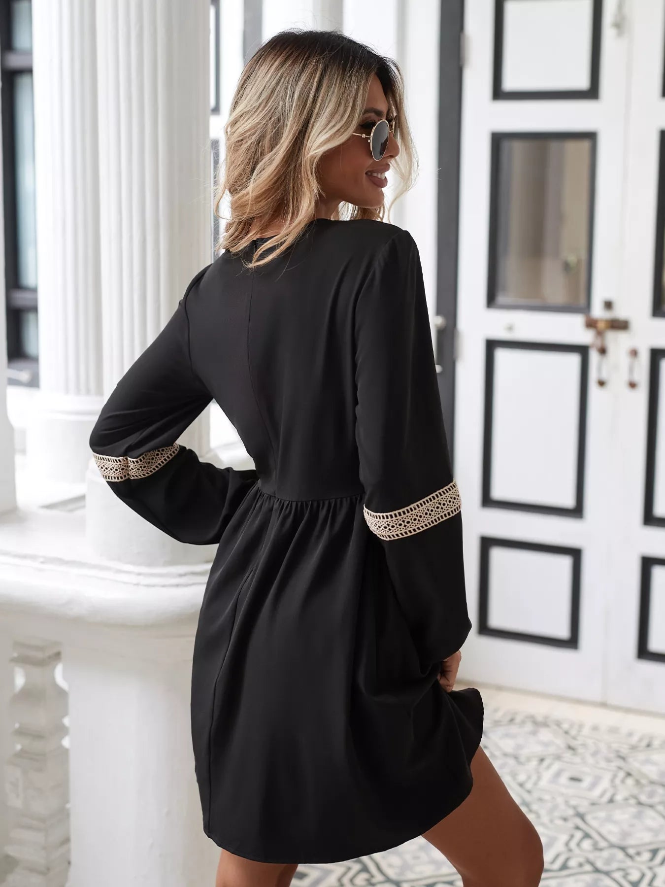 Surplice Balloon Sleeve Dress OutfitFlow