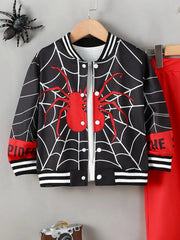 Spider Baseball Collar Top and Pants Set OutfitFlow