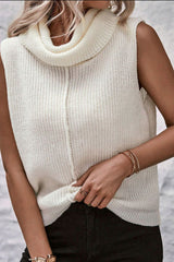 Outfit Flow - Central Seam Turtleneck Sleeveless Sweater Vest