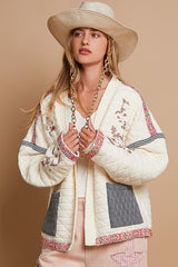 Outfit Flow - POL Embroidered Open Front Long Sleeve Jacket