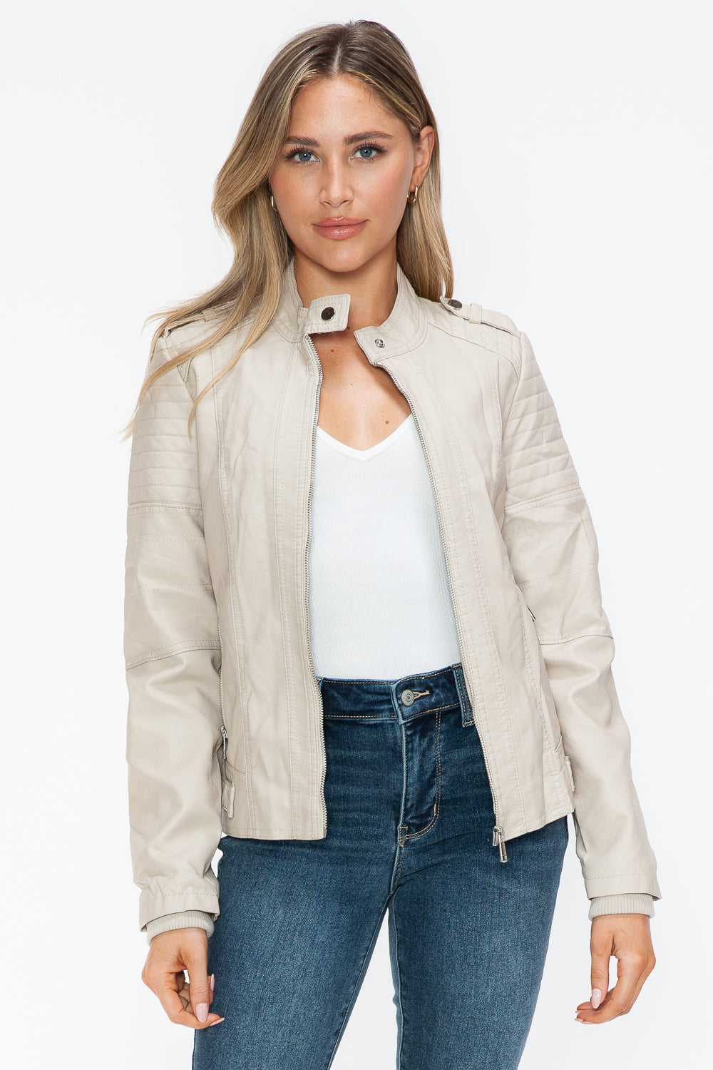 Outfit Flow - Snobbish PU Leather Biker Jacket with Side Zip Pockets