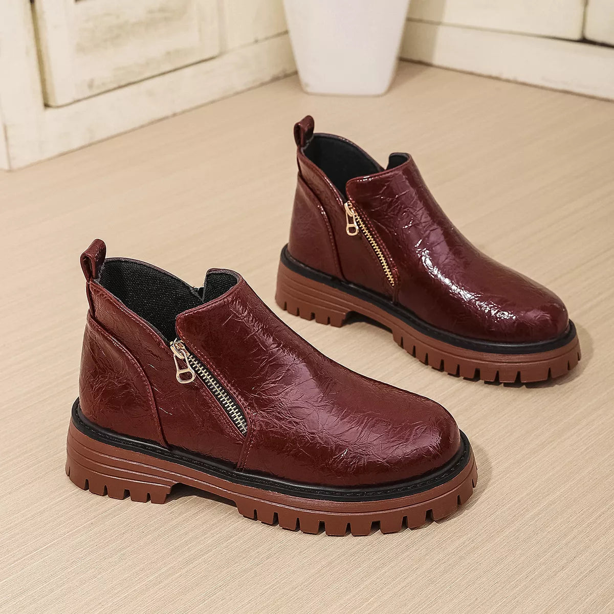 Round Toe Block Heels Boots OutfitFlow