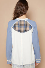 POL Plaid Number 06 Raglan Sleeve T-Shirt OutfitFlow