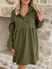 Casual Corduroy Button Detail Mini Dress Trendsi