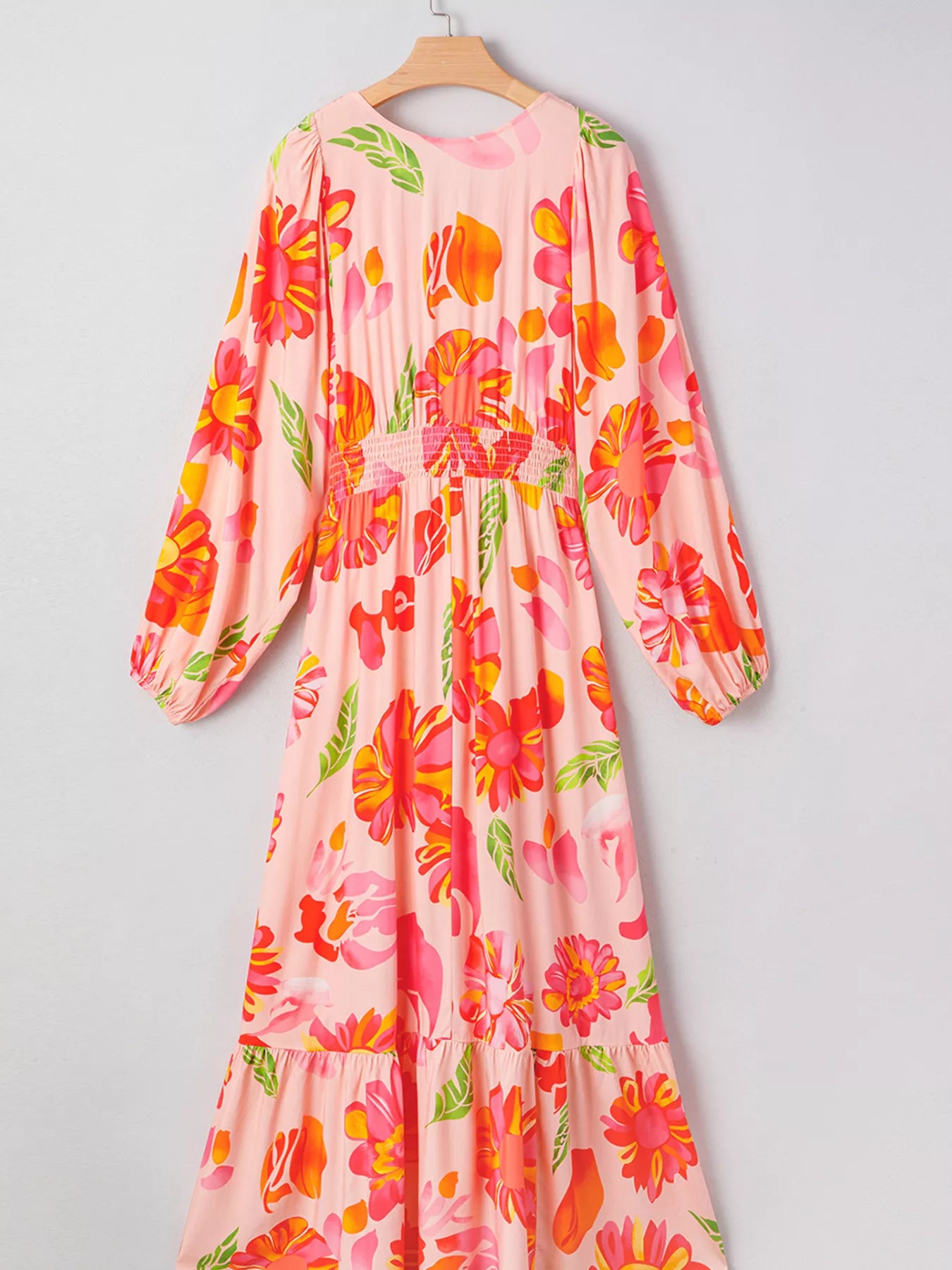 Smocked Floral Long Sleeve Maxi Dress OutfitFlow