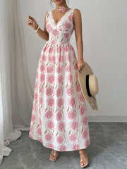 Floral Print Sleeveless Maxi Dress OutfitFlow