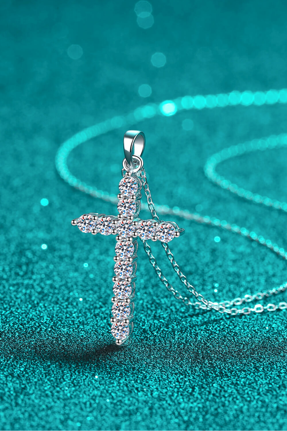 Adored 925 Sterling Silver Cross Moissanite Necklace OutfitFlow