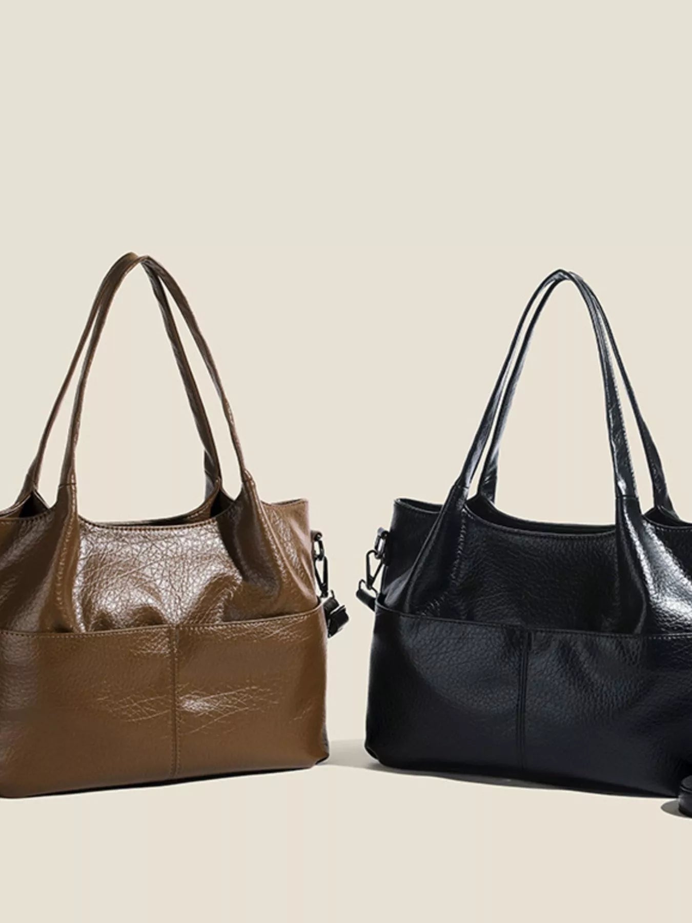 PU Leather Adjustable Strap Handbag OutfitFlow