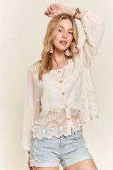 ADORA Button Down Embroidered Blouse OutfitFlow